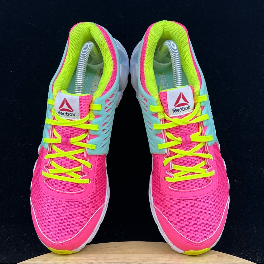 Reebok Zigtech Blue/Pink/Neon Green Size 6y/ Womens Size 7.5 Athletic Shoes - Picture 8 of 10